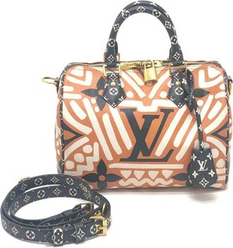 Louis Vuitton Brown White Leather Pvc Boston Bag (Pre-Owned)