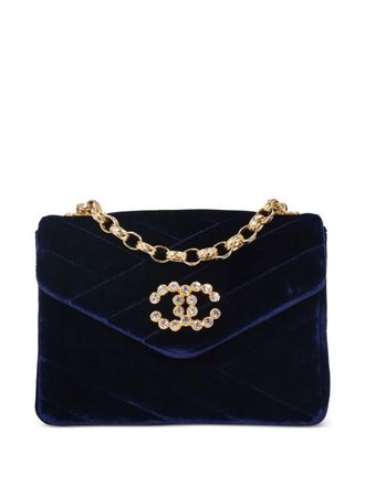 Chanel 1991-1994 fluwelen schoudertas - Blauw