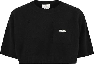 Elisabetta Franchi Maglia Tricot - Dames - Ronde hals truien - Zwart - XS - Truien & Vesten