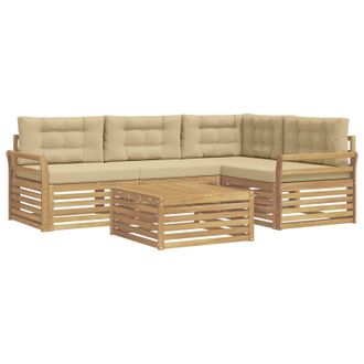vidaXL Conjunto De Sof&aacute;s De Exterior 5 Uds. Y Beige Poli&eacute;ster Vidaxl