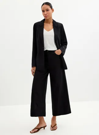 Contemporaine Womens Lyocell-linen cropped pant Fit: Wide leg, high rise