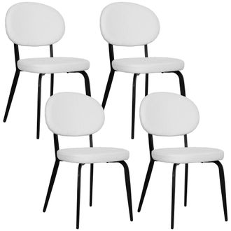 HOMCOM Set of 4 Sherpa Dining Chairs Boucle Kitchen Chairs - White | TJ Hughes