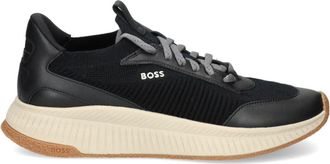 BOSS logo-print knitted sneakers - men - Other Materials/Fabric/Leather/Fabric - 42 - Black