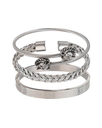 Eyecandy LA Eye Candy La Premium Collection Titanium Lion 3Pc Stretch Bracelet Set