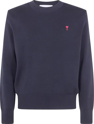 Ami Crewneck Sweater With Contrasted Ami De Coeur