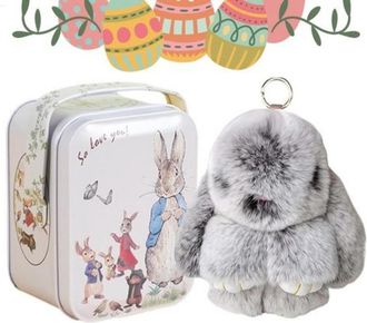 Generic Bunnylu-lu Keychain, Bunny-Lulu Keyring In A Tin, 15cm Rabbit Pendant Keychain, Christmas Bunny Keychain, Cute Hangable Bunny Animal Ornament for Back