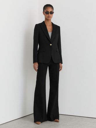 Reiss Black Petite Wool-blend Textured Single-breasted Blazer, 10