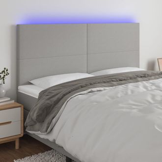 vidaXL Cabecero Con Luces Led Tela Gris Claro 160x5x118/128 Cm Vidaxl