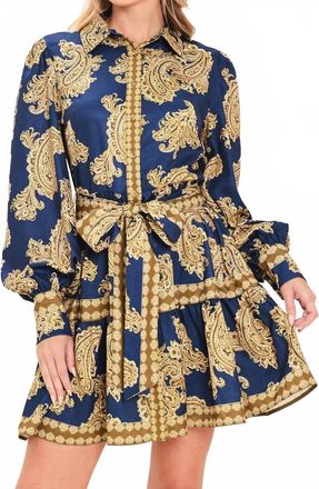 Flying Tomato Ornament Woven Mini Shirt Dress In Navy