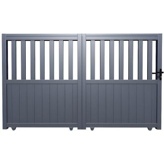Vente-Unique Vente-unique - Cancello scorrevole in kit L401 x H140 cm Alluminio traforato Antracite - tarnos ii