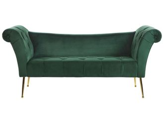 Beliani Chaise longue terciopelo verde oscuro