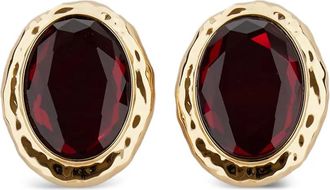 Self Portrait oval-shape earrings - women - Gold Plated Brass/glass - One Size