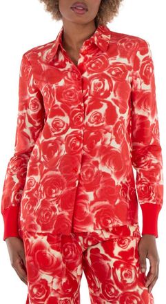 Burberry Rose Silk Button Down Shirt, Brand Size 6 ( US Size 4 )