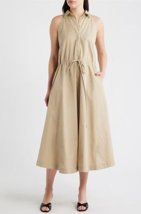 BOSS Cotton Midi Shirtdress in Pumice at Nordstrom, Size 12