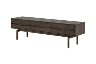 Woodek Mueble de tv en roble macizo con acabado espresso