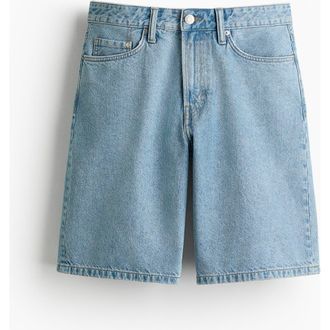H&M Relaxed Fit Denim Shorts in Light Denim Blue at Nordstrom, Size 33