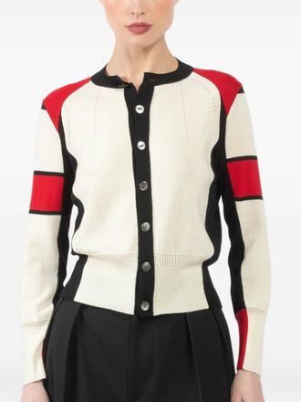 Shiro Sakai colourblock crew neck cardigan - Beige