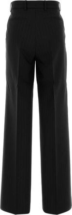 Gucci Womens Striped Wool Trousers Black Woolmother Pearl