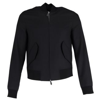 Burberry Burberry Zip-Up Bomberjack met Zijzakken in Zwarte Wol