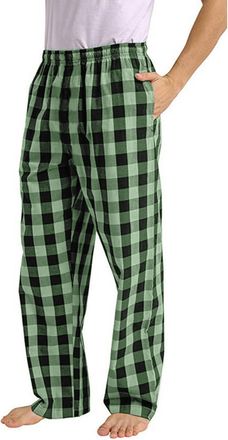 Generic Mens Pyjama Bottoms Elasticated Waist Loungewear for Sleep Plaid Print Sleeping Trouser Loose Fit Straight Leg Nightwear Mens PJ Bottoms with Pockets 