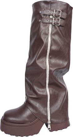Generic Brown Ladies Stylish Boots with A Sturdy Heel and Round Toe Featuring A Stacked Design for Daily Comfort