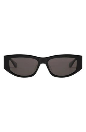 Mohala Eyewear Kalia 55mm Low Bridge Wide Width Polarized Oval Sunglasses in Black Lava /Gray Lens at Nordstrom