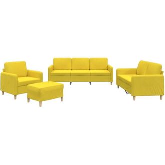 vidaXL Vidaxl - Juego De Sof&aacute;s Con Cojines 4 Piezas Tela Amarillo Claro