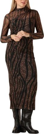 Access Fashion Maxi Jurk - Dames - Casual kleedjes - Bruin - XS - Polyester - Kleedjes