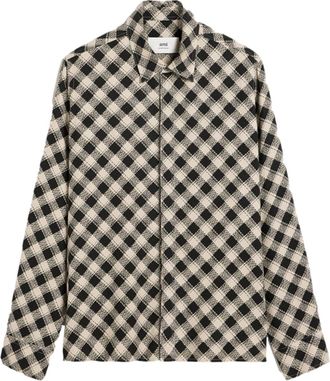 Ami checked double topstitching shirt - unisex - Viscose - S - Black