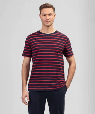 Ron Dorff Short Sleeve Piqu&eacute; T-Shirt In Amalfi Red