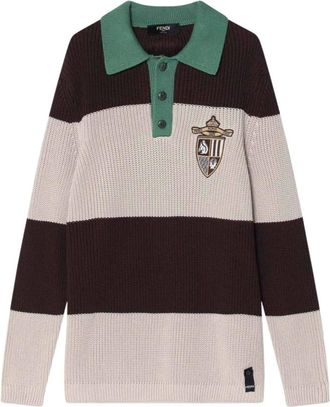 Fendi Truien & Vesten, Heren, Veelkleurig, M, Katoen, Gebreide katoenen polo