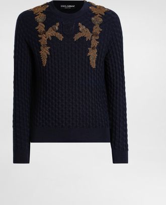 Dolce & Gabbana Micro-dot Stitch Silk Pullover - Man Sweaters And Cardigans Blue 52