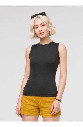 Duer Ribbed Pima High Neck Tank in Black at Nordstrom, Size X-Large