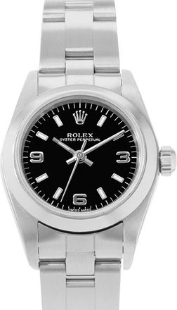 Rolex Pre-owned Rolex Oyster Perpetual 24 Automatic Chronometer Black Dial Ladies Watch 76080 BKSO