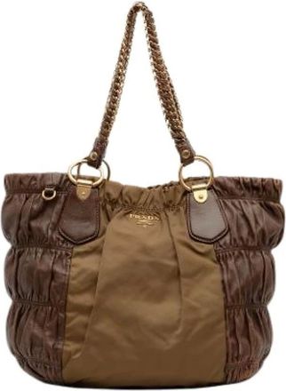 Prada Pre-owned Handbags, female, Brown, Size: ONE SIZE Pre-owned Nylon Tote