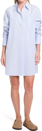 TWP Big Joe Oversize Sequin Cotton Shirtdress in Blue /Midnight at Nordstrom, Size X-Small