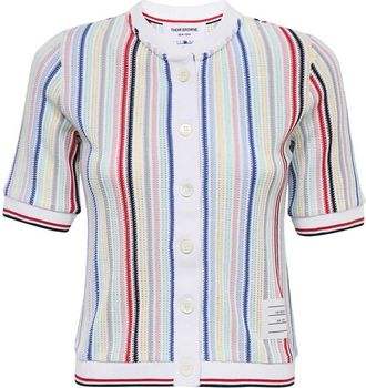 Thom Browne Gestreept Cardigan met Korte Mouwen - Dames - Vesten - Veelkleurig - S - Truien & Vesten
