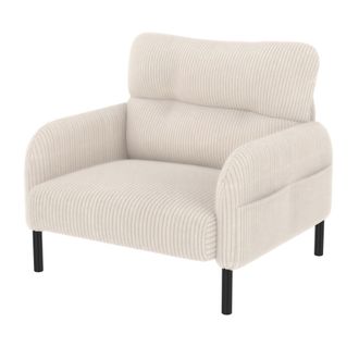 STILVORA Sill&oacute;n Individual Con Asiento Profundo Con Bolsillos Laterales Confort Ergon&oacute;mico Estructura Metal Pana Beige