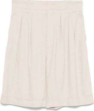 Lorena Antoniazzi Pleated Shorts - Dames - Korte Broeken - Beige - 2XS - Leer - Korte Broeken