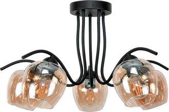 OEM L&aacute;mpara De Techo Colgante, Negra, Pantalla De Cristal &Aacute;mbar, 15-350 Rufi Gris