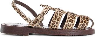 K.Jacques K.jacques, Schoenen, Dames, Beige, 40 EU, Leer, Luipaardprint Blokhak Sandalen