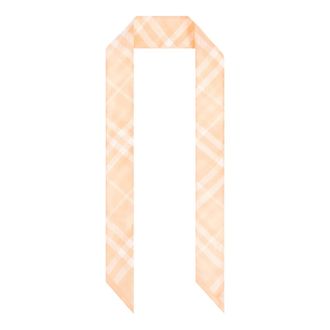Burberry Check Silk Twilly Scarf for Women in Light Orange with Pink Pattern