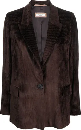 PESERICO tailored corduroy single-brested blazer - women - Viscose/Cotton/Silk/Viscose - 42 - Brown
