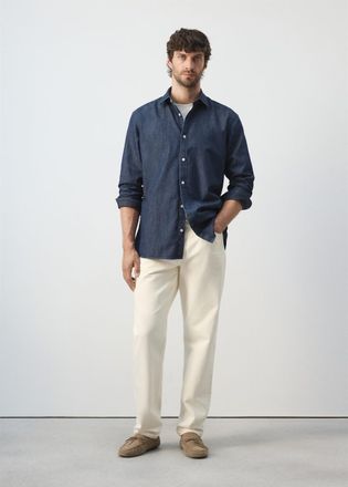 Mango Camicia denim regular-fit cotone lino blu scuro - Uomo - XXL - MANGO MAN