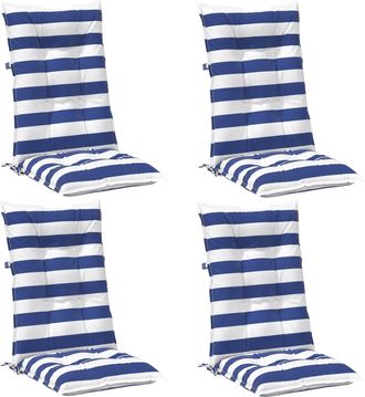vidaXL Coj&iacute;n De Exterior 4 Uds. Tela Azul Y Blanco 120 X 50 X 7 Cm Vidaxl