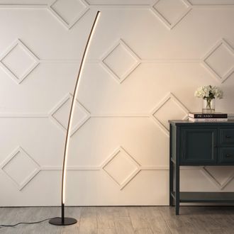 Jonathan Y Designs Malthe 71 Modern Contemporary Aluminum/Iron Arc Integrated LED Floor Lamp, Black