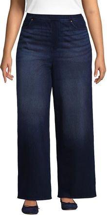 Lands End Plus Size Starfish Denim High Rise Wide Leg Jeans in Dark Indigo Blue Wash at Nordstrom, Size 1X
