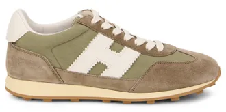 Hogan Womens Fitted Sneakers Khaki Suede And Fabric Polyamide Trainers