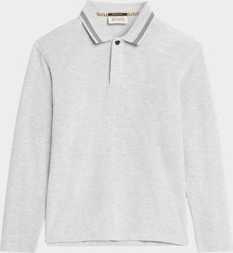 Scotch & Soda Mens Structured Knit Stripe-Collar Polo Shirt