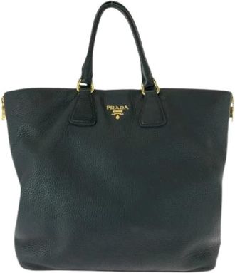 Prada Pre-owned Tote Bags, female, Black, Size: ONE SIZE Pre-owned Leather Tote Bag Bn2419